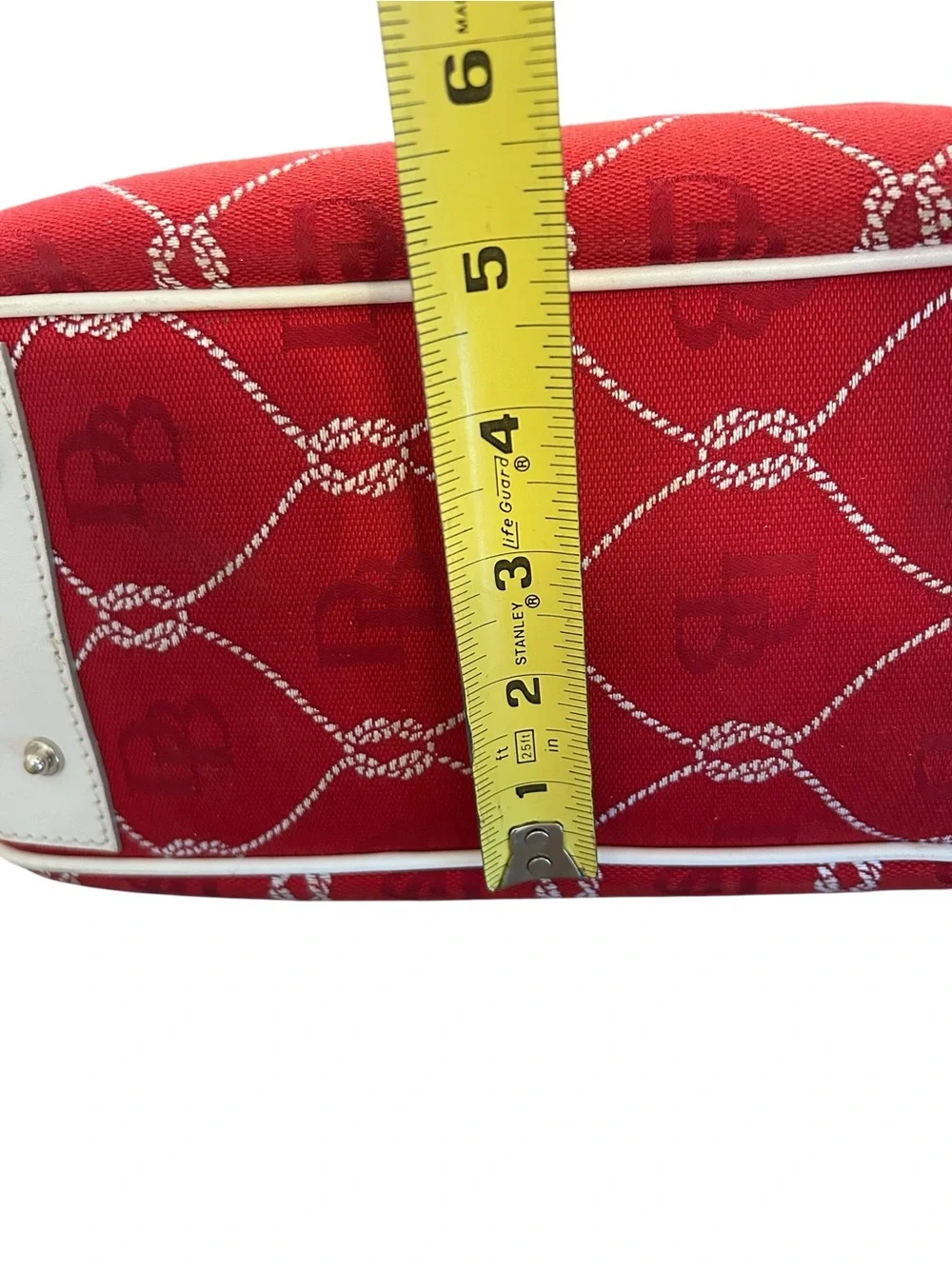 Dooney & Bourke Vintage Florentine bag with red canvas and white leather trim